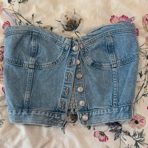 Zara Light Blue Denim Top